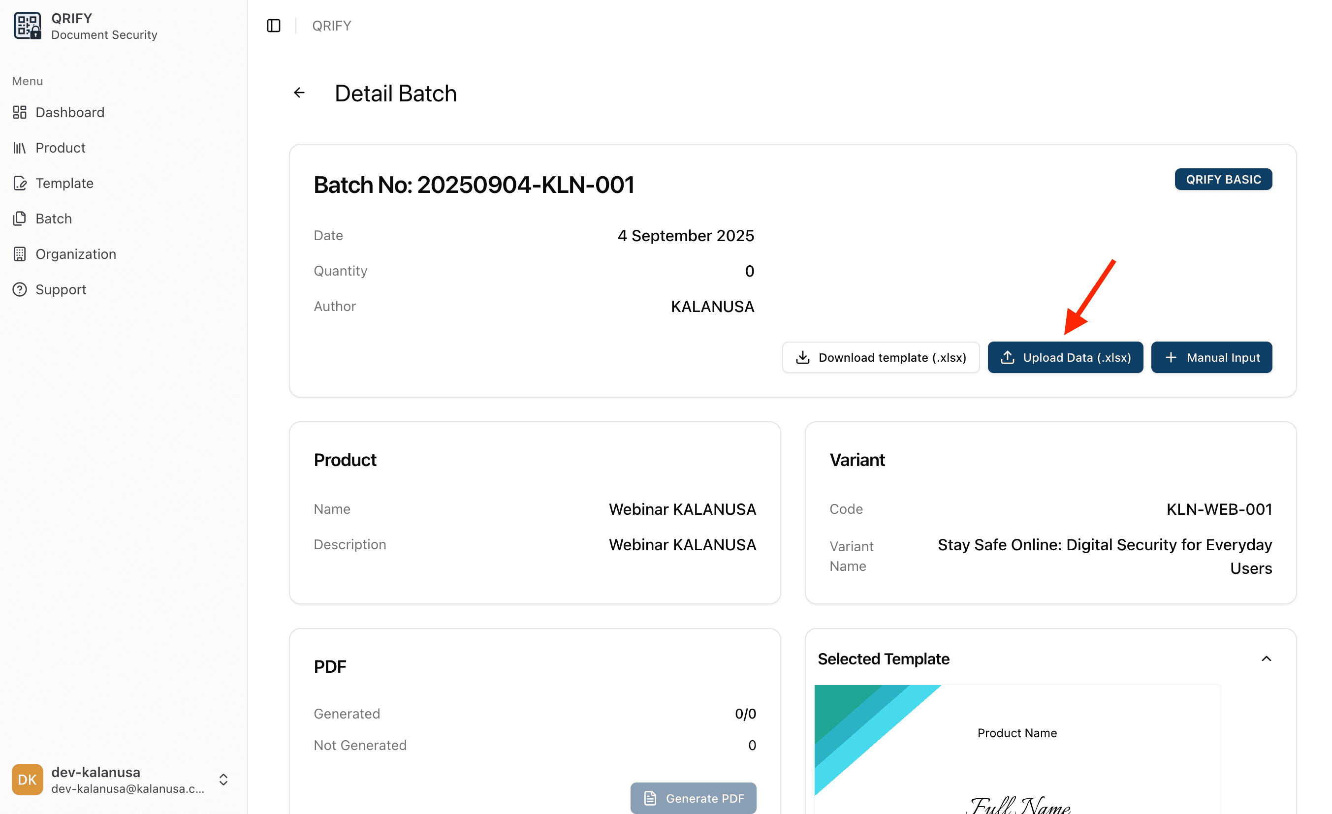upload template xlsx