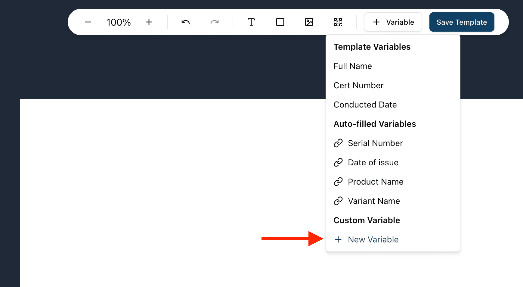 click add new custom variable