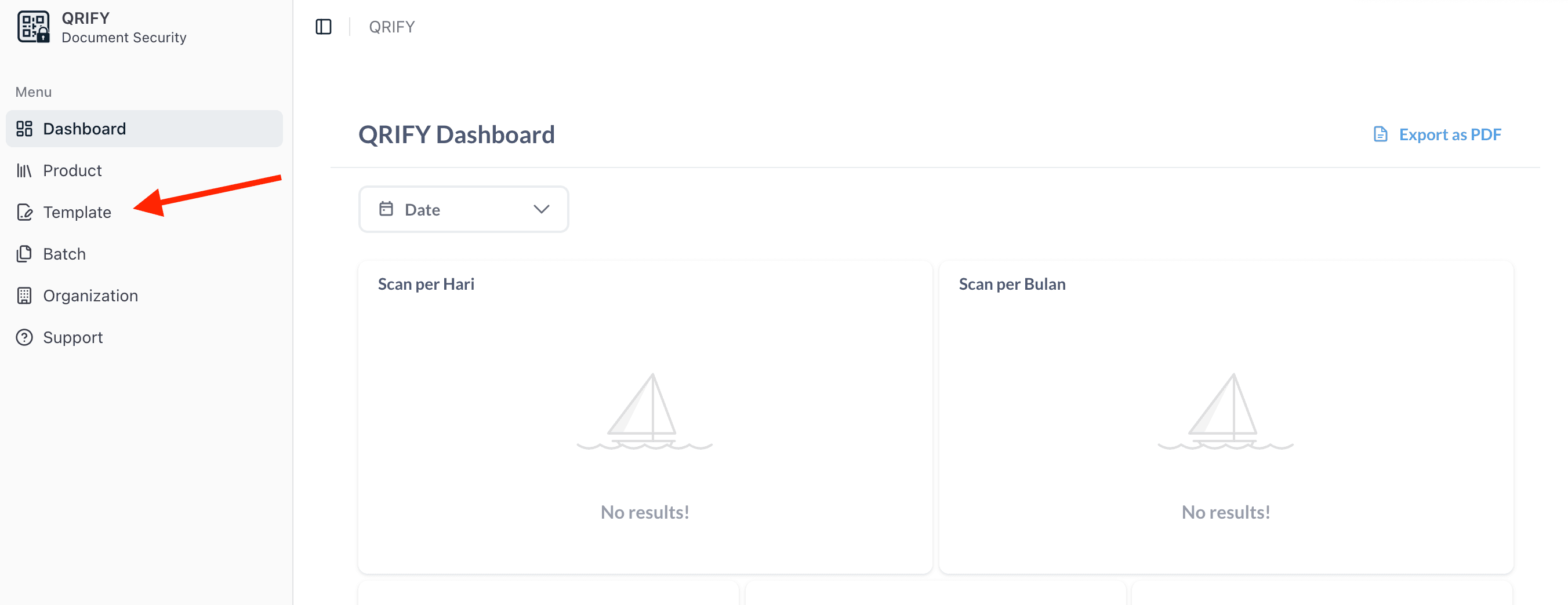 navigate to template page
