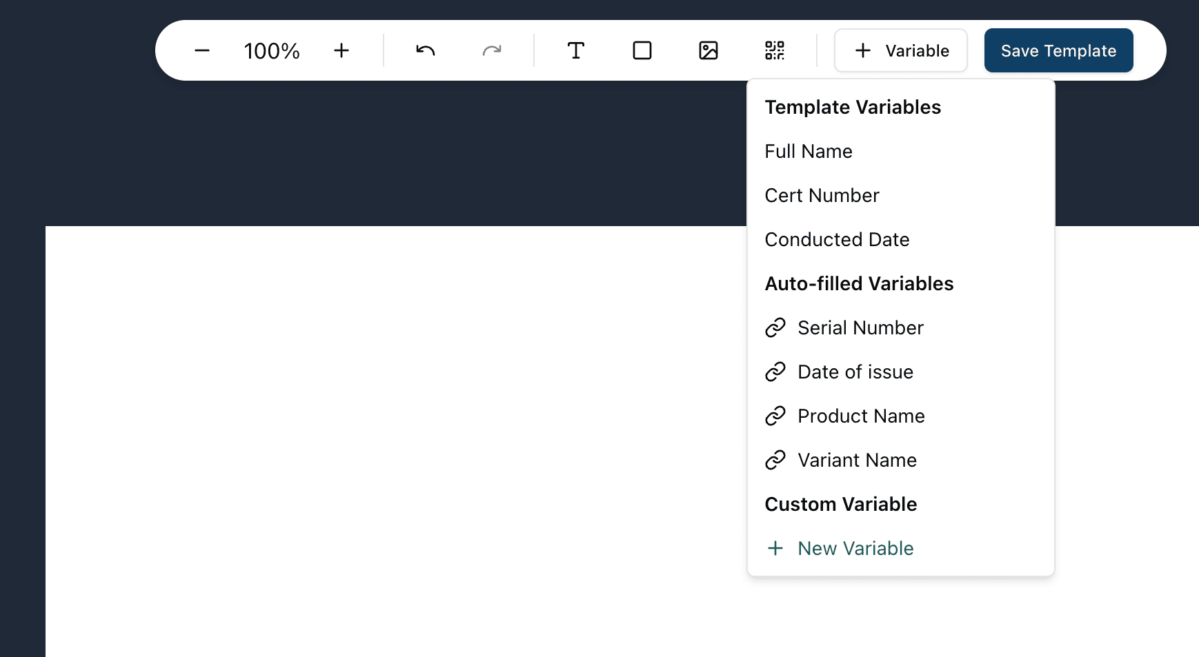 popup add variable element