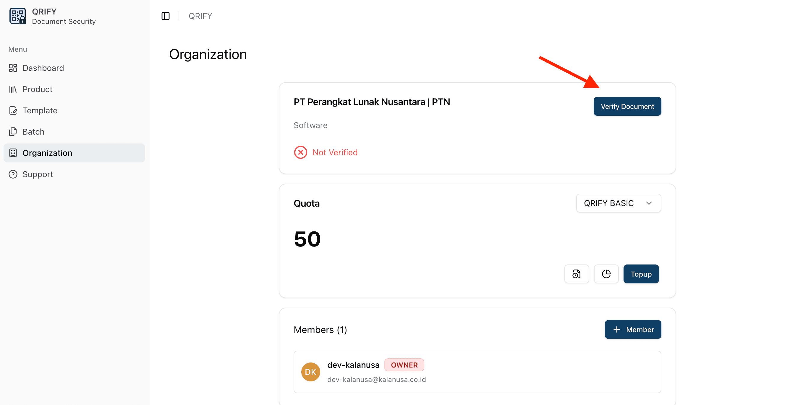 click verify document